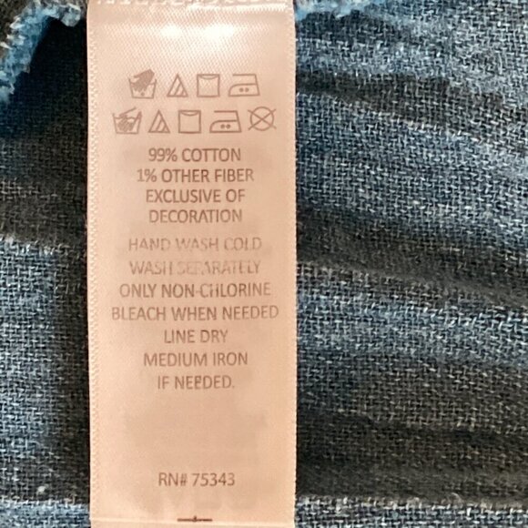 Rachel Zoe BOHO Cropped Relaxed Top Gauze Embroidered Sz S Blue #306F - Picture 7 of 7